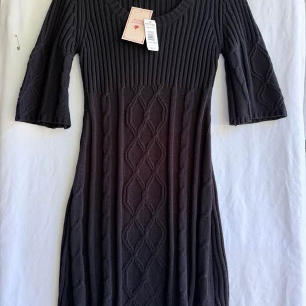 Pink Republic Black Cable-Knit Sweater Dress – XL-NWT